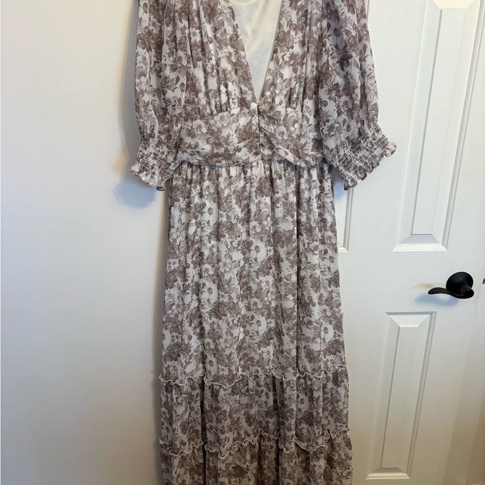 Altar'd State Brown Floral Long Sleeve Dress